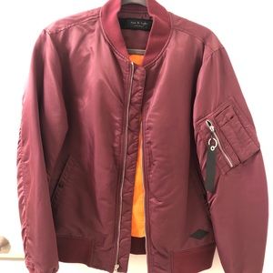 Man Rag & Bone Burgundy Bomber Jacket M